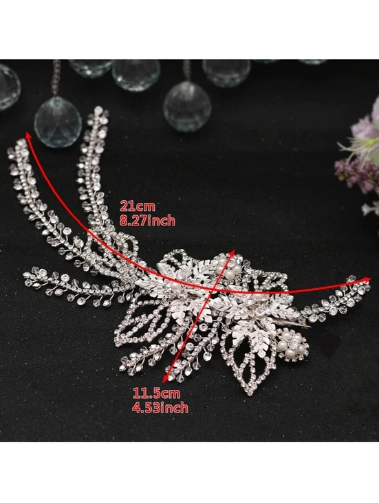 Crystal  Hair Clip  Silver Headpiece